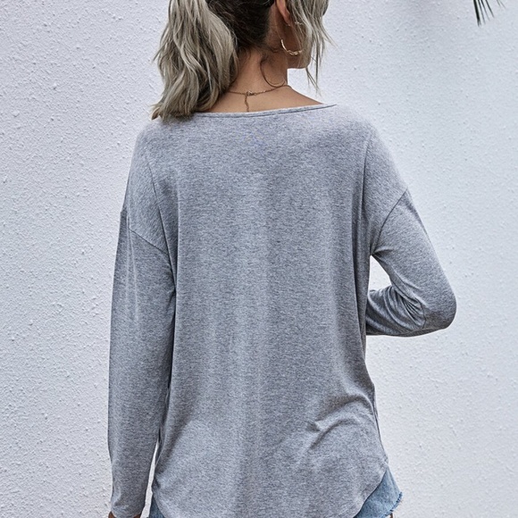 Boho chic off shoulder grey long sleeve top - Picture 7 of 8